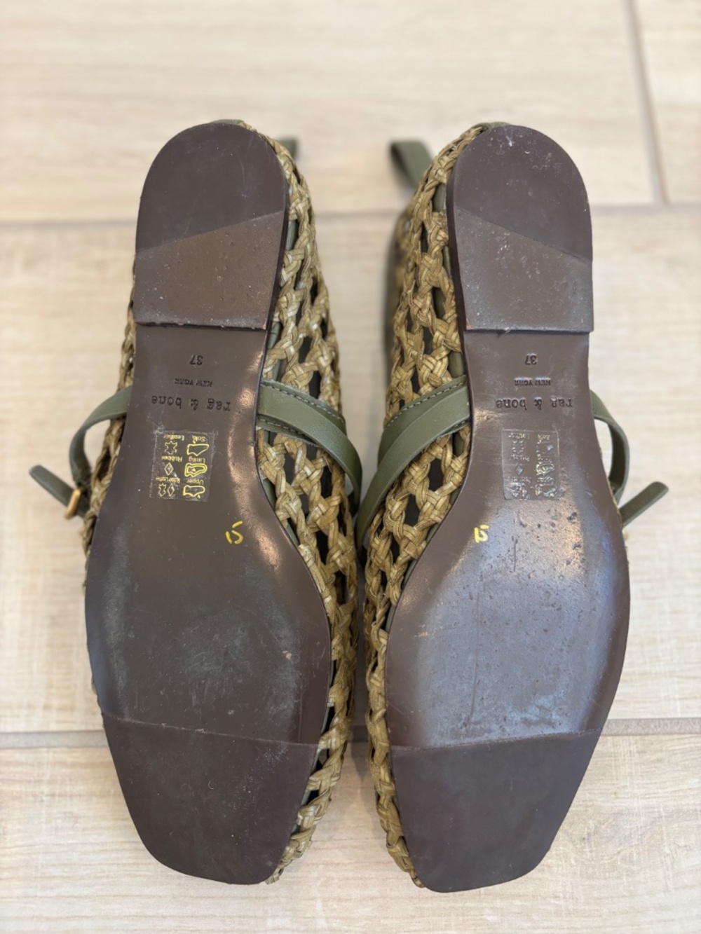 rag & bone Spire Woven Mary Jane Flats Loden Green Sz 37 US 7 - Picture 7 of 12